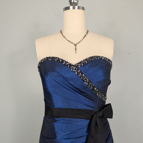 Vintage Prom Dress Maxi Gown 10 Black Goth Glam Y2K Strapless Mermaid Flirt - Picture 4 of 10